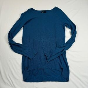 Noir Pull Over Lightweight Sweater Womens SZ XS Blue Turquoise Ribbed Sleeve